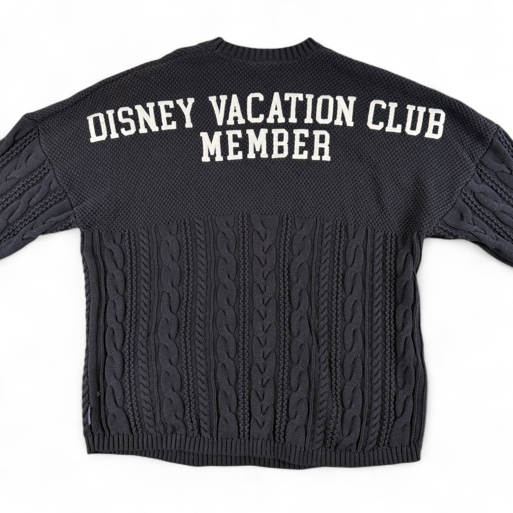 Disney Vacation‎ Club Sweater Mens XL Black Cable Knit Spirit Jersey Pullover
